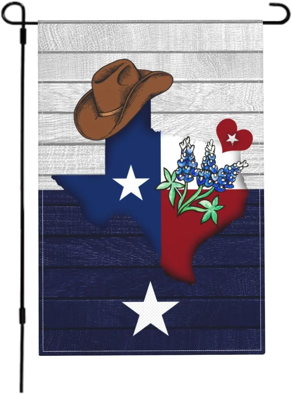 Texas Bluebonnet Garden Flag Americana Western Design Cowboy Hat Double Sided Yard Flag for Outdoor Decor Polyester Welcome Bann