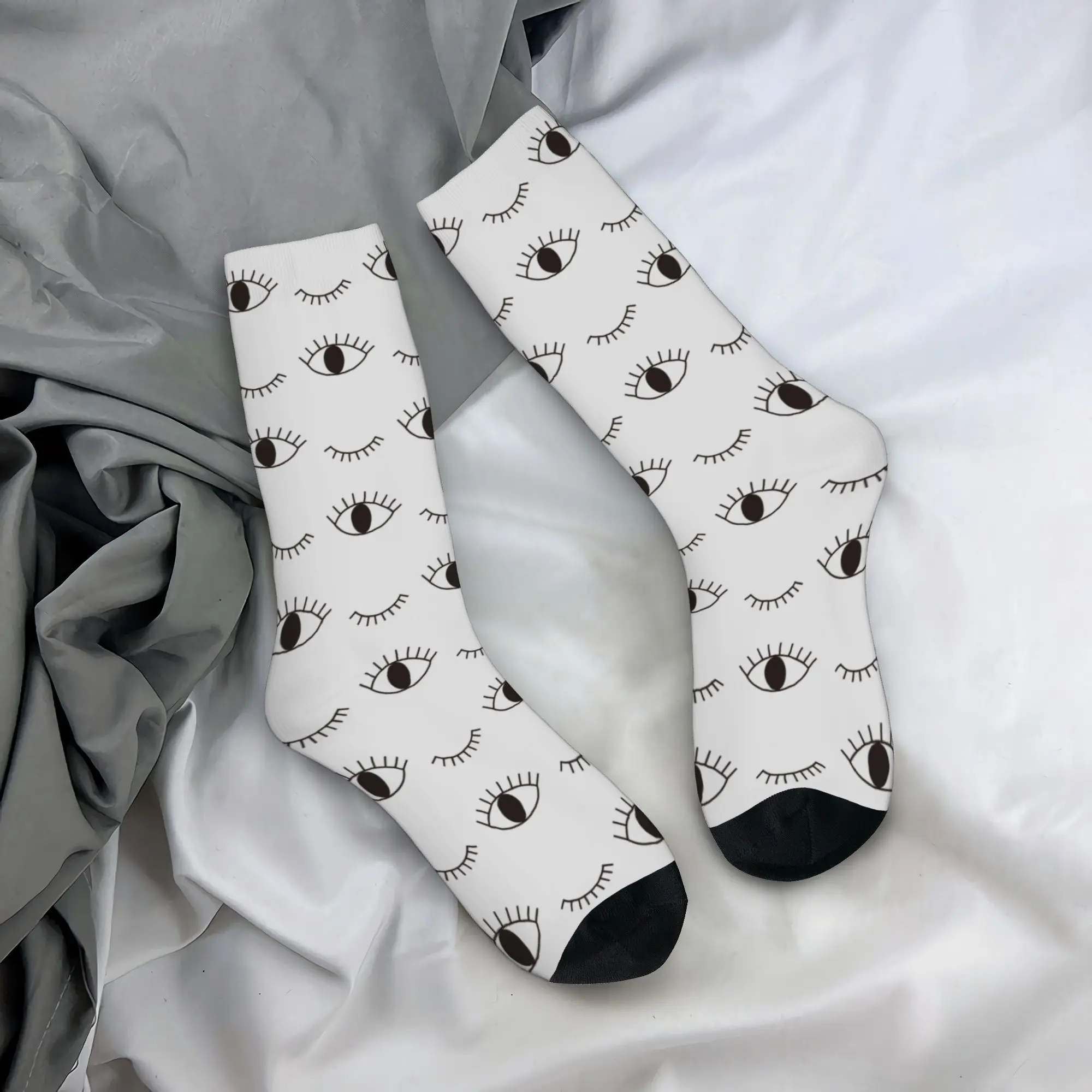 Cute Eyes Socks Men Women Wink Eyelash Open and Closed Eyes Socks Novelty Spring Summer Autumn Winter Middle Tube Socks Gift