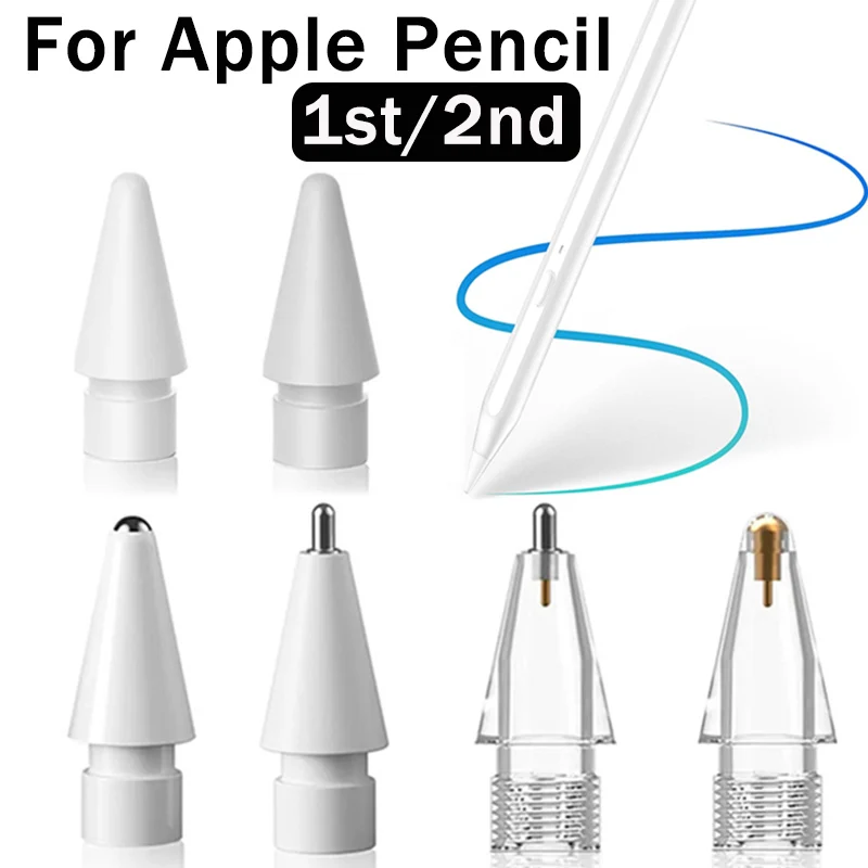 6/1PCS For Apple Pencil 1st/2nd Gen Universal Stylus Pen Tips No Wear Out Upgraded Replacement Nibs For iPad Pencil Stylus Tips