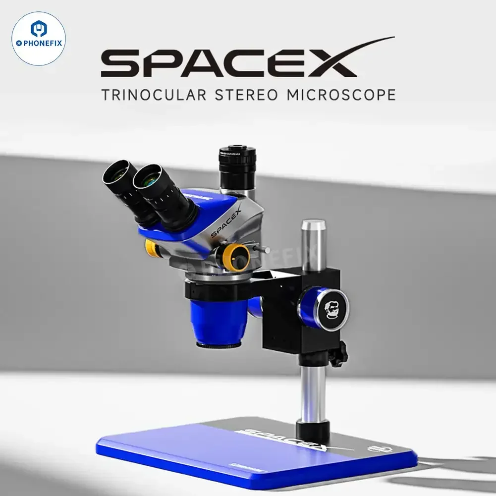 MECHANIC Space Xpro 6.5-52X Continuous/Fixed Gear Magnification Zoom Trinocular Stereo Microscope for Lab Research PCB Soldering