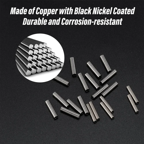 Imagen 2 del producto FishTrip mangas de engarce de pesca, aparejos de Terminal de conector doble individual, latón, cobre, alta resistencia, resistente a la corrosión