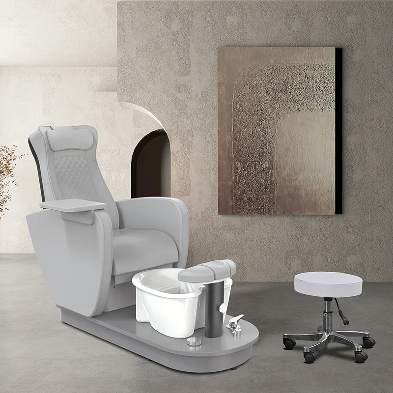 Luxury Electric No Plumbing Pedicure Chair For Nail Salon Foot Spa Massage Function Manicure Chair With Acrylic Basin