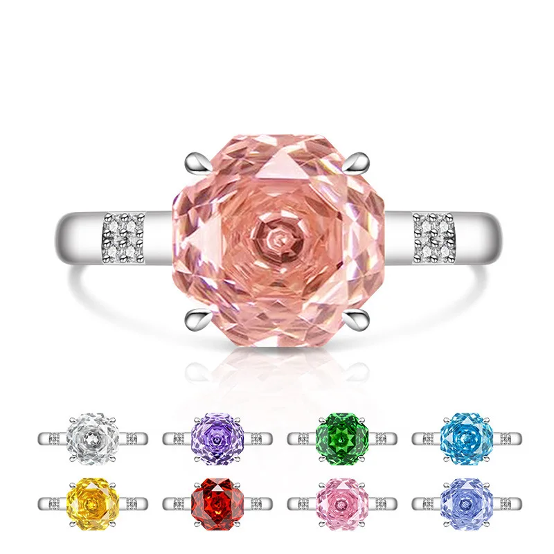 925 Sterling Silber Modischer Einfacher Millennium-Ring mit Rosenschliff, Geburtstags- und Jubiläumsgeschenk, Luxuriöser Damenschmuck – Detail 8
