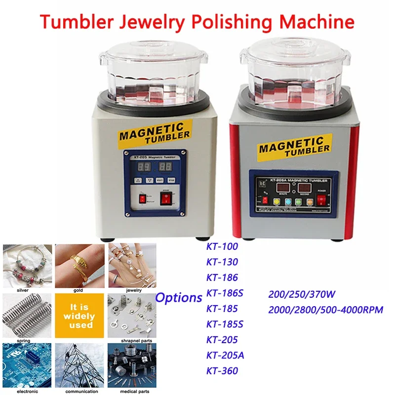 KT100/130 /186/86S/185/185S/205/205A/360 Tumbler Polishing Machine Magnetic Mini Magnetic Jewelry Polisher Making Tools 110/220V