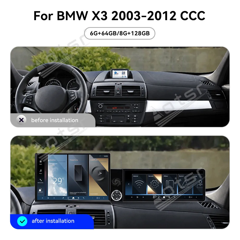 25.4“ Android Screen For BMW X3 2003~2012 Car Multimedia Automotive Carplay Auto GPS Navigation Car Radio Stereo Head Unit
