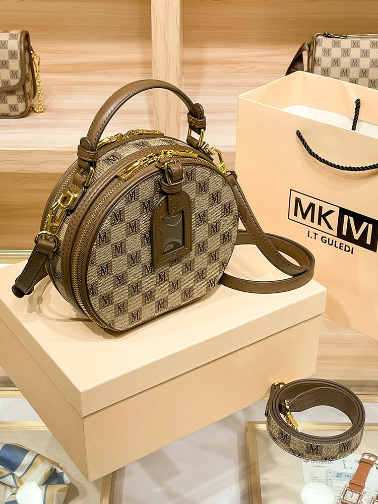 

Leather Floral Emed round Cake Bag Women's Faionable Versatile Handbag 2025 New Retro Crossbody Small round Bag