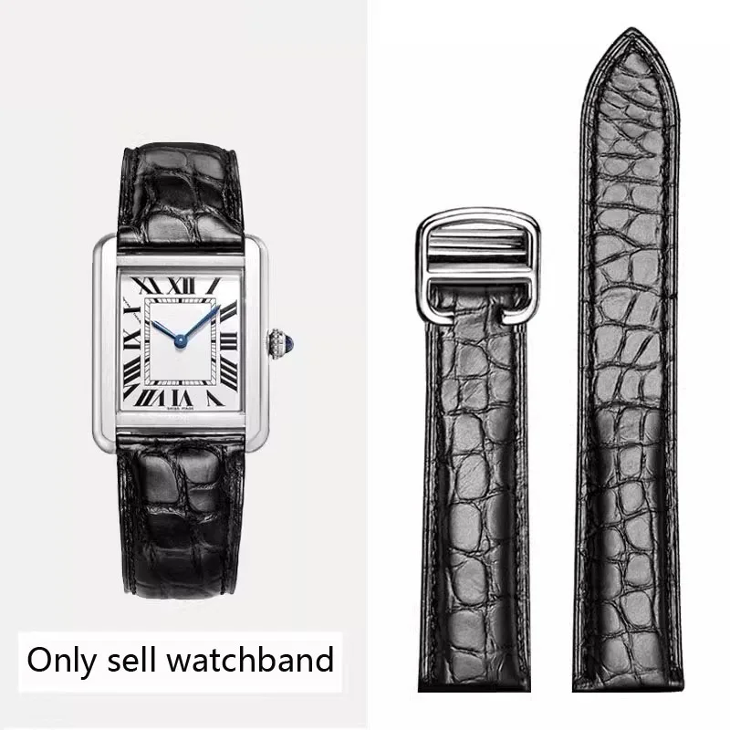 

Crocodile Leather Watch Strap For Cartier Solo Tank London Genuine Leather Black Brown Watchband Men And Women 16 18 20 22 24mm