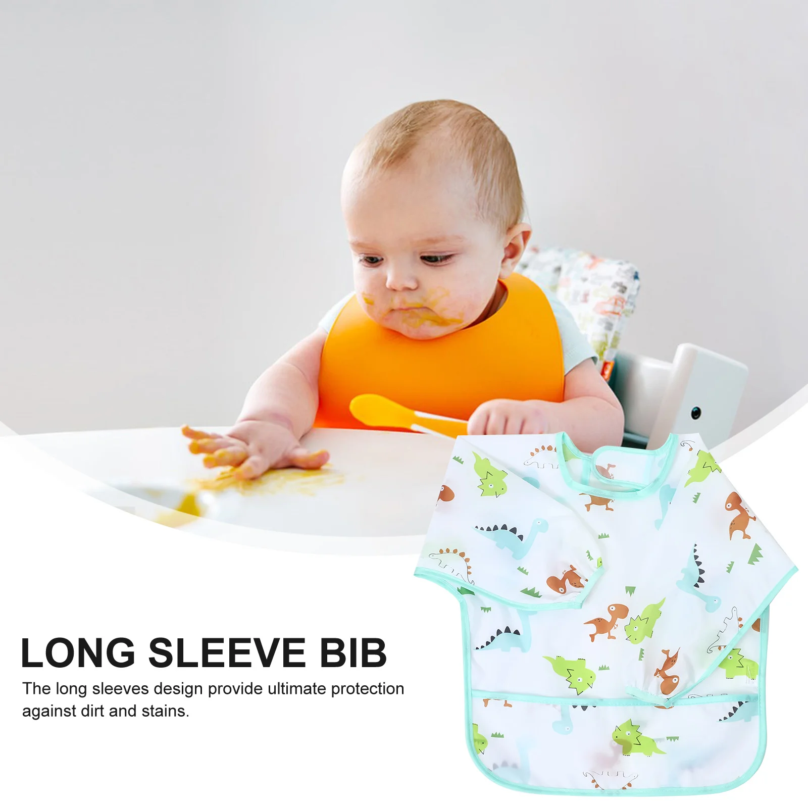 Baby Eating Bib Bibs Toddler Long Sleeve Disposable Smock for Polyester Infant Reusable