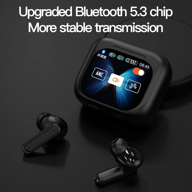 

Screen Display Bluetooth Earphones ANC ENC Noise Reduction TWS Business In-Ear Earbuds Running Sport Ultra-Long Standby Headset