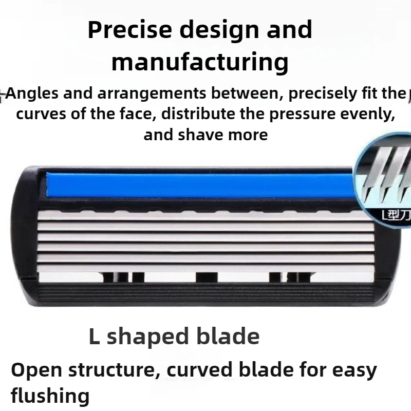 ستة طبقة شفرة حلاقة الحلاقة دليل الفولاذ المقاوم للصدأ اللحية سكين الرجال خمر الحلاقة ماكينة حلاقة حامل مجموعة من شفرات السكين