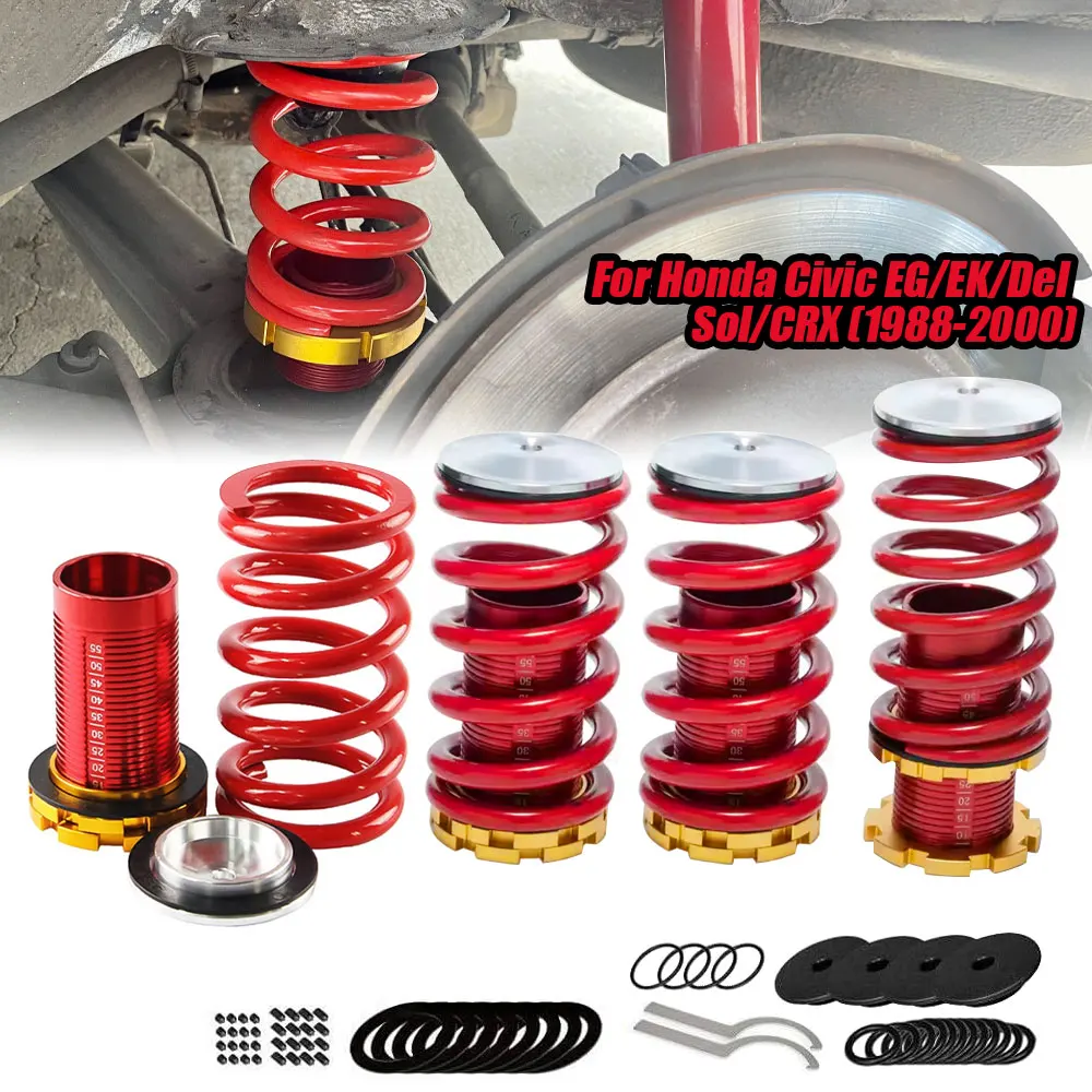 Регулируемый комплект подвески Coilover — совместимый с автозапчасами Honda Civic EG/EK/Del Sol/CRX (1988-2000).