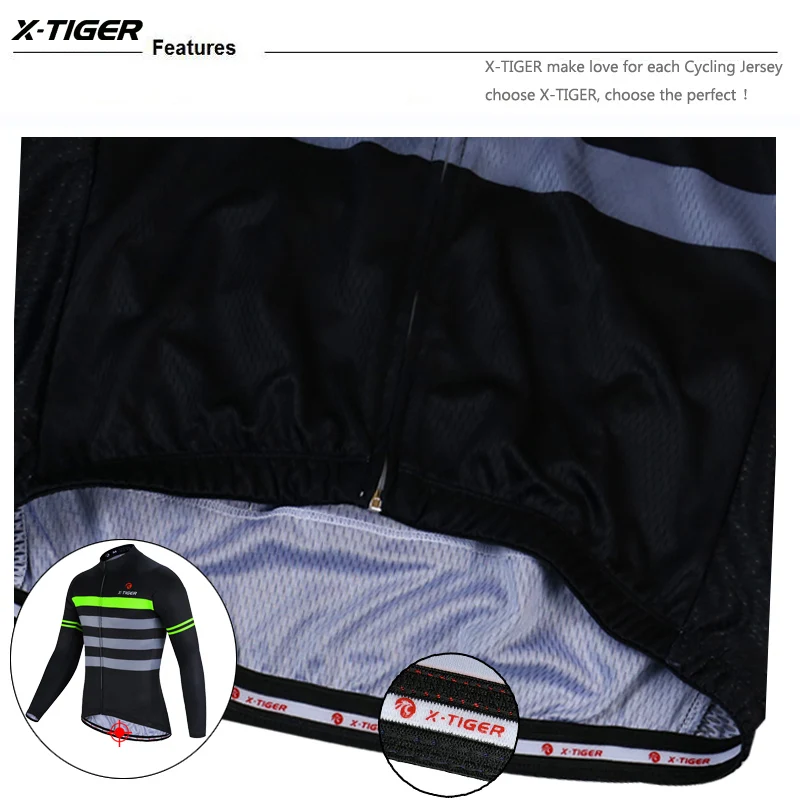 X-tigre-manga longa camisas de ciclismo para homens, roupas de secagem rápida para mtb, primavera e outono, downhill