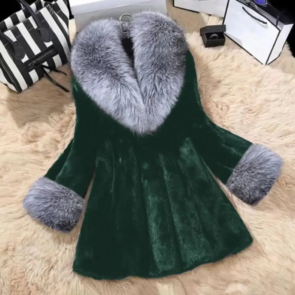 高品質の女性用ファーアウターウェア、フェイクファー襟付きレディースオープンフロントコート、カジュアルな長袖ファージャケット、秋冬の暖かさを保ちます。
