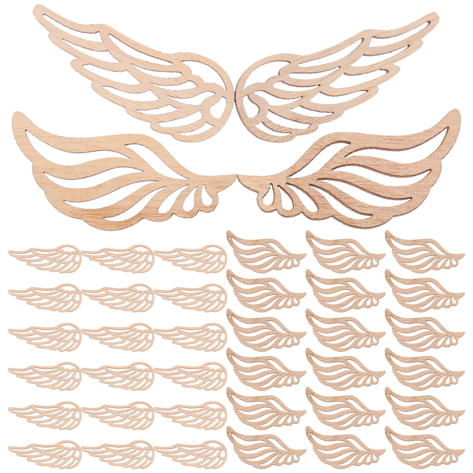 

100pcs DIY Wing Wood Chips Craft Supplies Unfinished Ornaments Wooden Cutouts Scrapbooking Accessories Christmas Slices Party