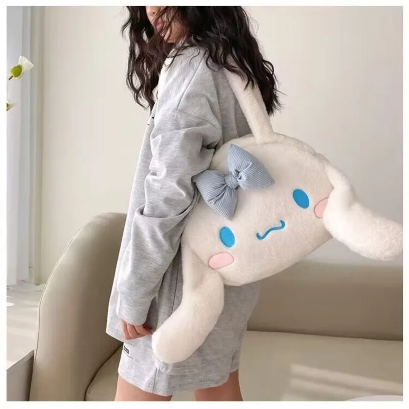 Sanrio Cut Kuromi Plush Bag Cinnamoroll Kawaii My Melody Backpack Shoulder Bag Tote Makeup Plushie Large Handbag Gift Girls