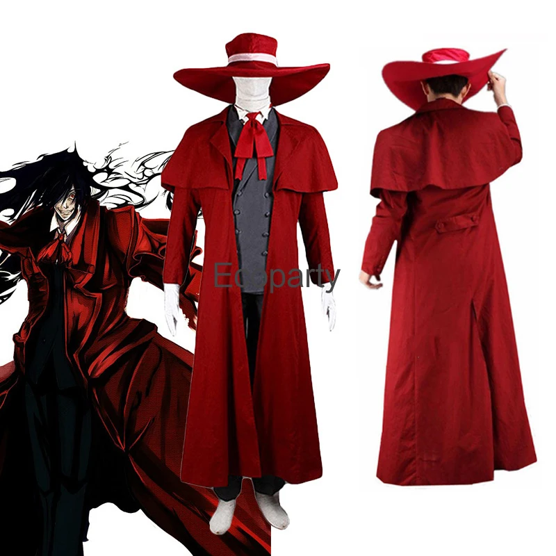 New Anime Alucard Costume For Adult Men Red Ultimate Vampire Hunter Cosplay Full Suit Halloween Carnival Costumes Unisex