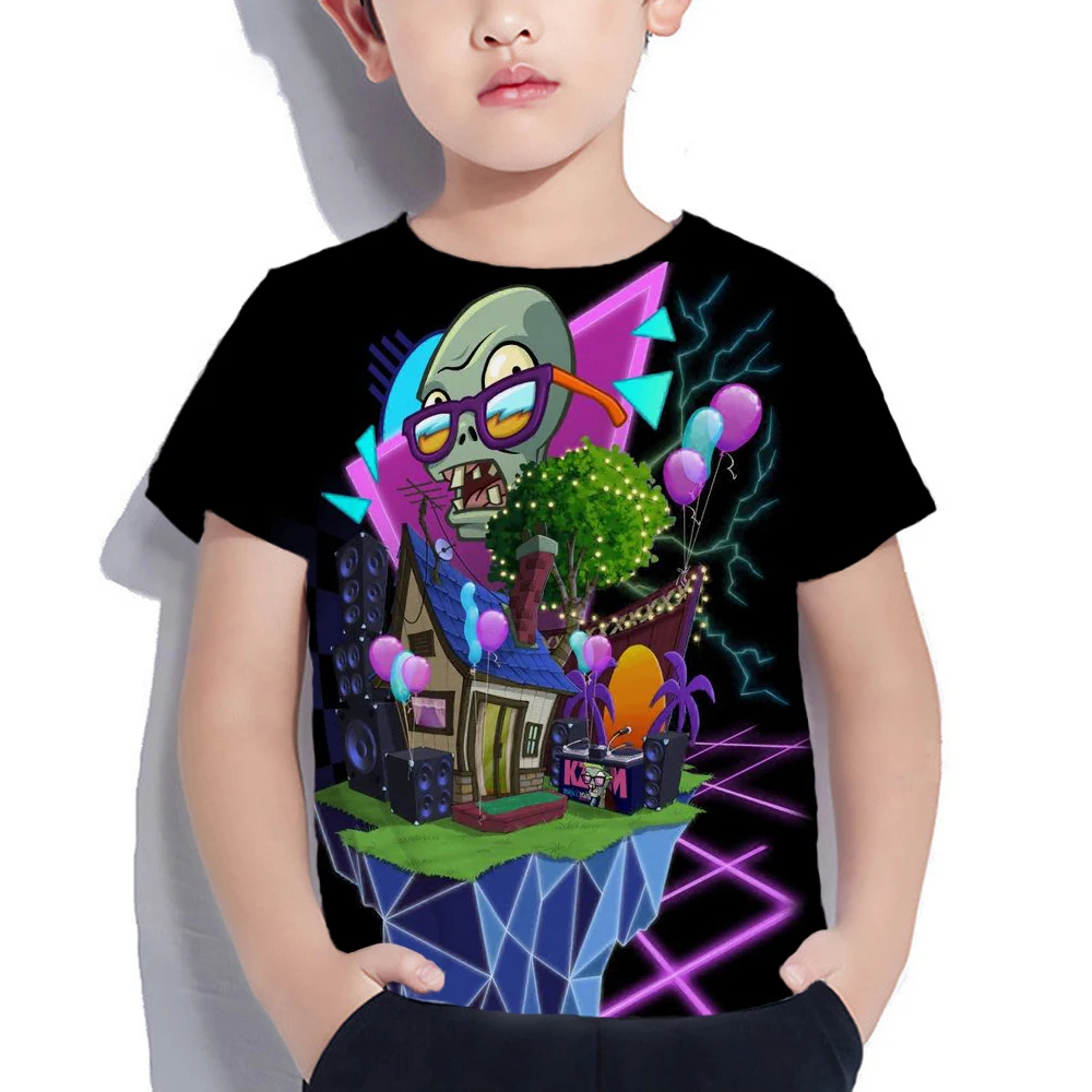 2024 New best-selling 3D printed plant Vs zombie casual T-shirt hip-hop T-shirt Harajuku style top for boys and girls