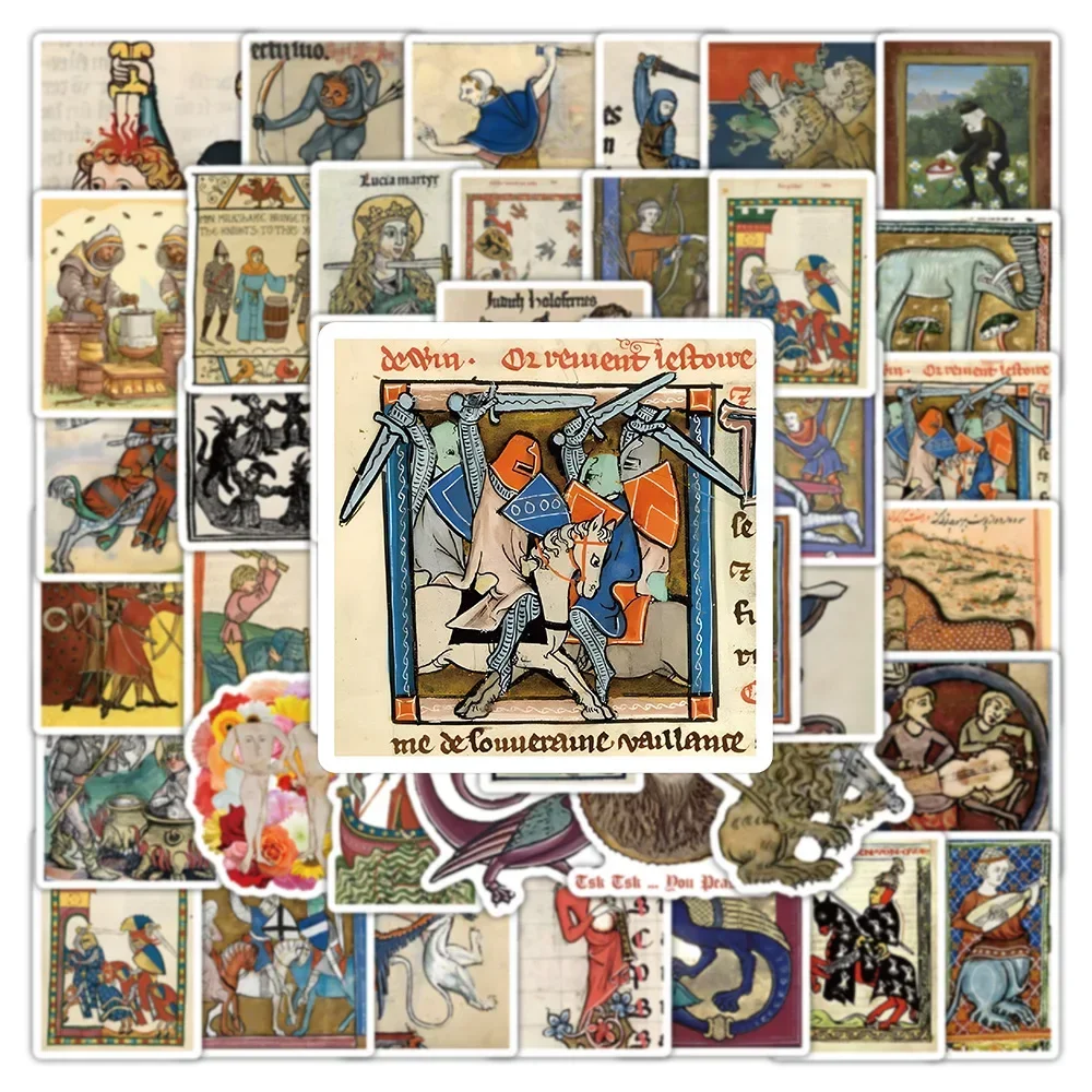 50 قطعة القرون الوسطى الرجعية ملصق فني نمط ملصق DIY بها بنفسك الهاتف المحمول الأمتعة سكيت الكتابة على الجدران الشارات متعة للطفل اللعب الهدايا #1