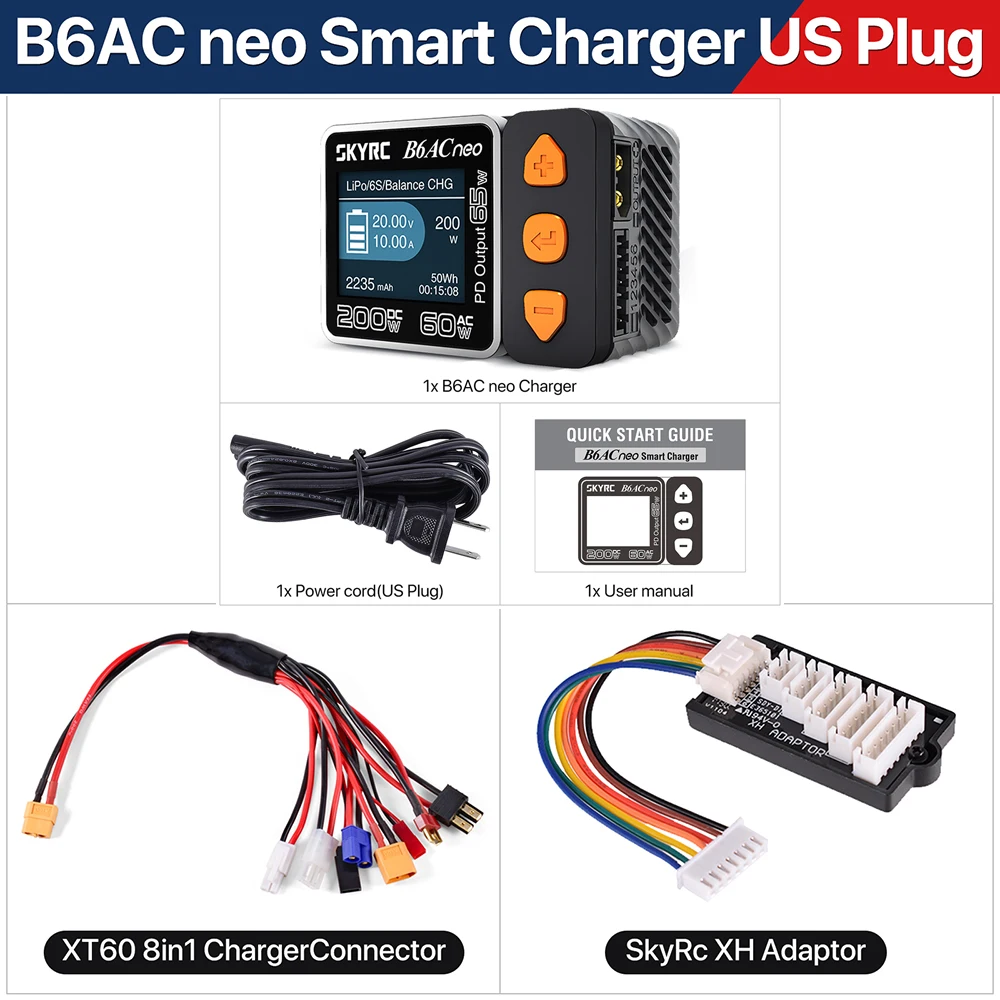 新しい SkyRC B6ACneo スマート充電器 DC 200W AC 60W バッテリー