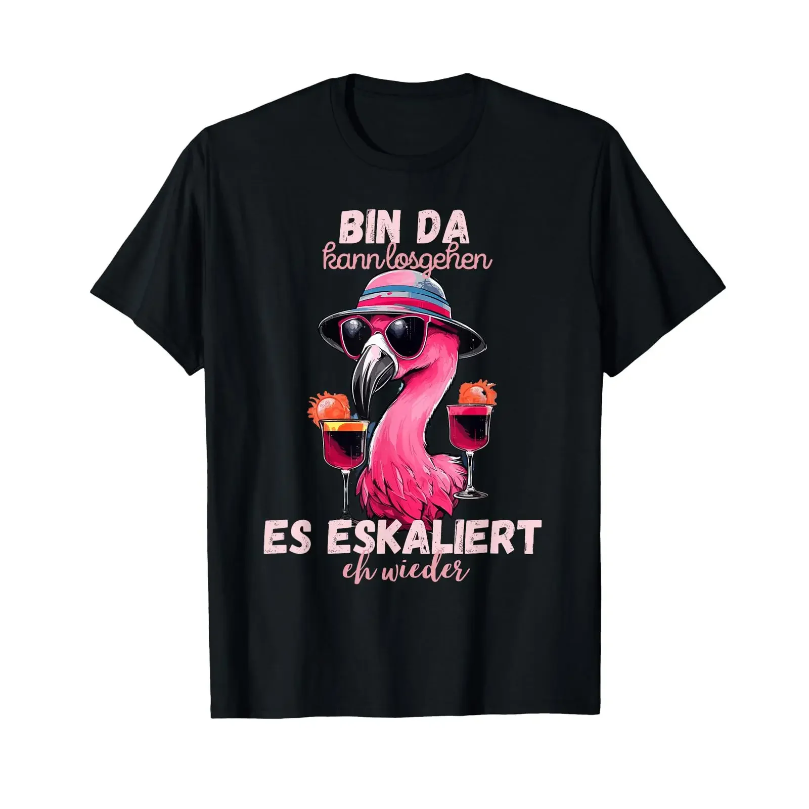 Flamingo Bin let's get started and it'll escalate again anyway T shirt vintage Washed streetwear Casual fashion graphic homme