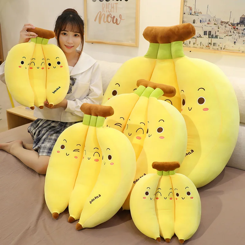 35-70cm Creative Cartoon Banana Plush Pillow Kawaii Soft Sofa Cushion Toy Cute Plush Doll Children Fruit Toys Gift