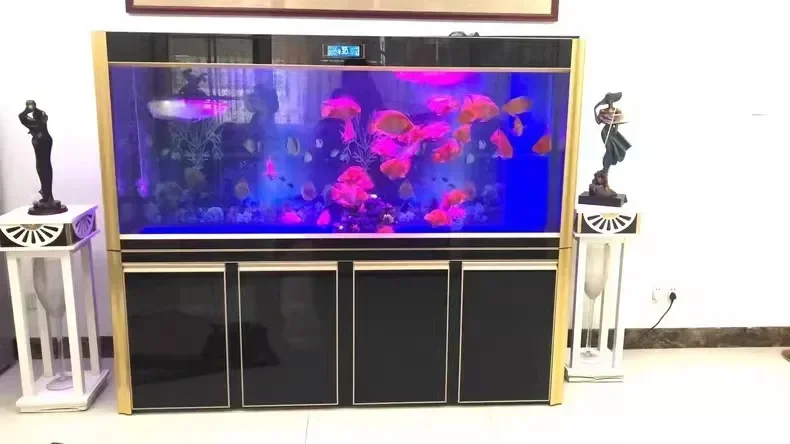 Large Ecological Fish Tank Aquarium Living Room Bottom Filter Change Water Super White Glass Dragon Fish Tank 1.5 M