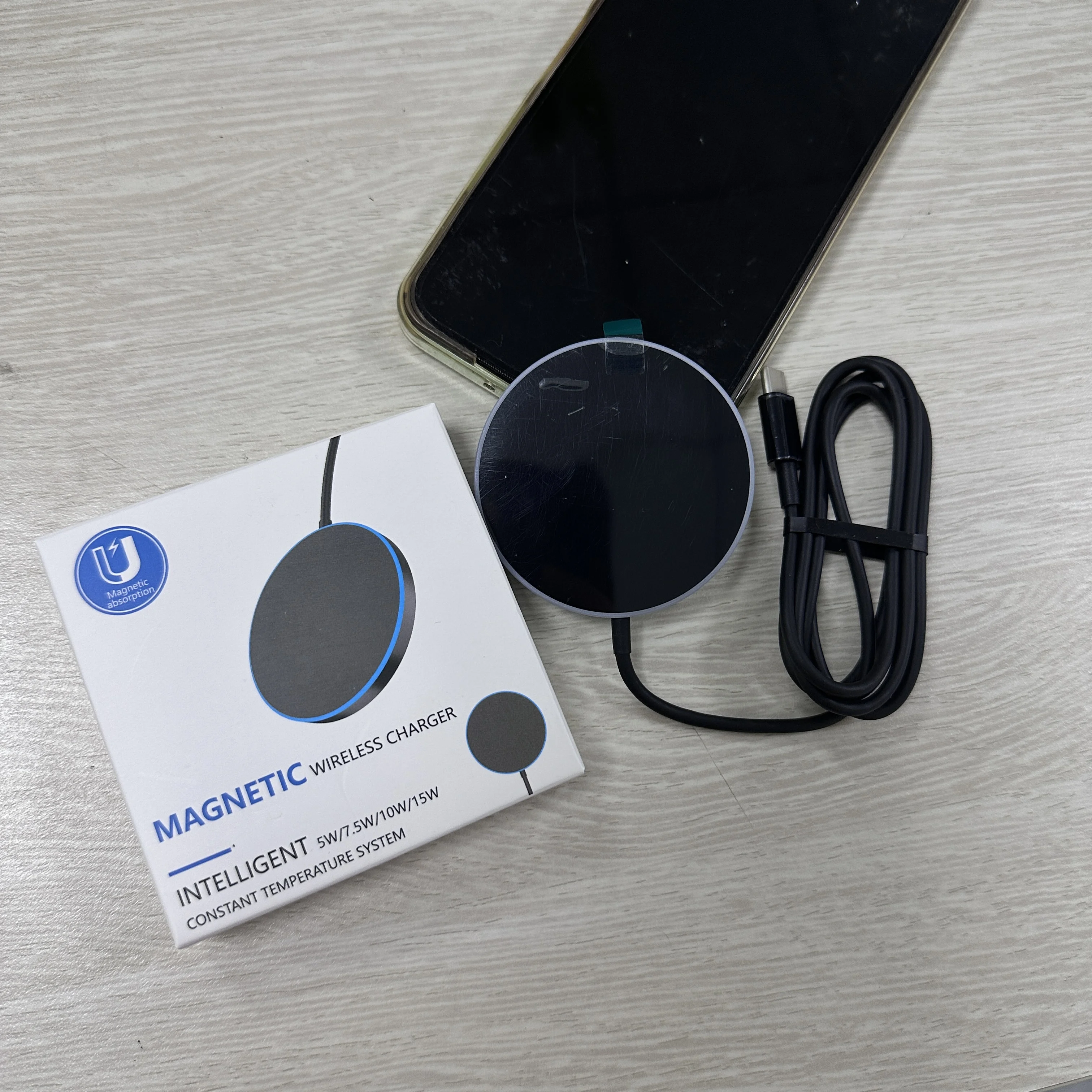 Draadloze Oplader 15W USB C Snel Opladen LED Oplader 1Pack 2Pack Voor Oortelefoon Desktop Oplader voor iPhone 14 15 16 17