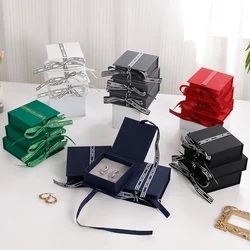 Flip Jewelry Box Bowknot Ribbon For Ring Earrings Necklace Pendant Organizer Simple Exquisite Paper Mini Gift Packaging Case New