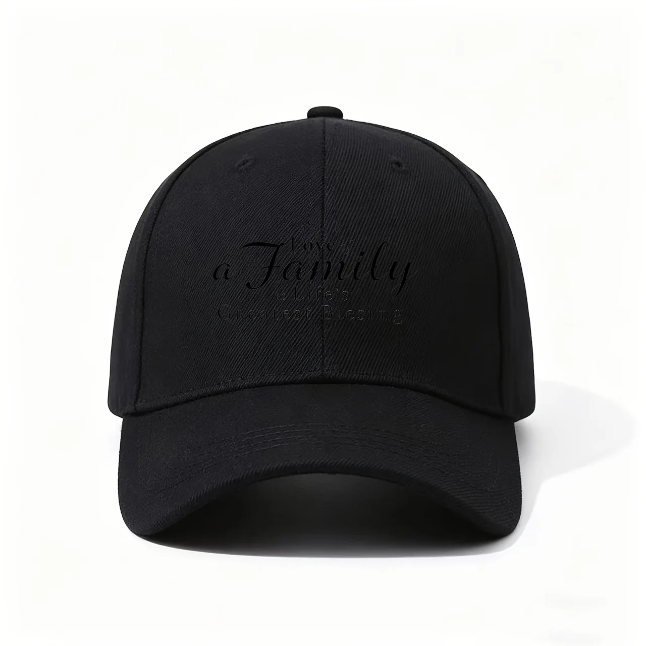 Baseball Cap, with Heartfelt Quote 'The Love of a Family Is Life'S Greatest Blessing' Print, Elegant Script Design, Soft Fabric,