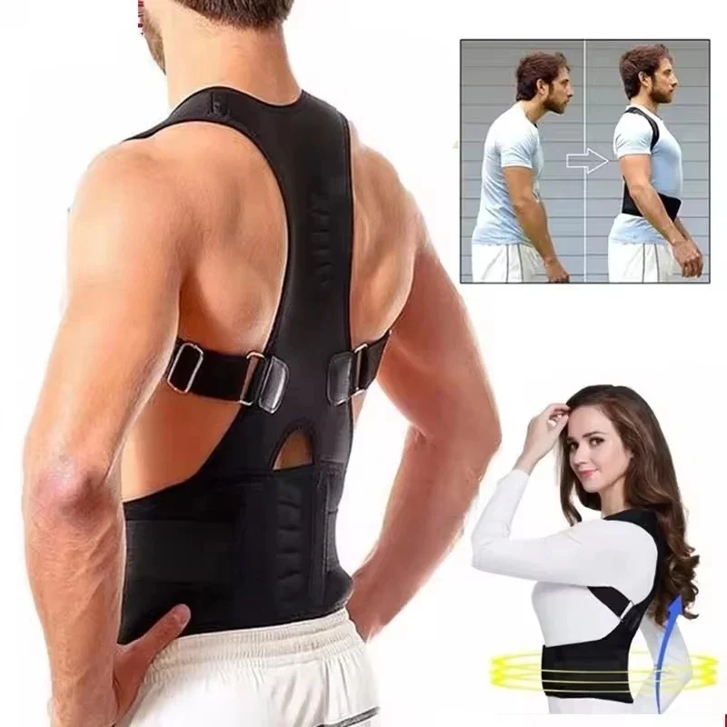 1/2Pcs Adjustable Magnet Posture Corrector Corset Belt Straightener Brace Shoulder Corrector Lumbar Postura Braces Supports