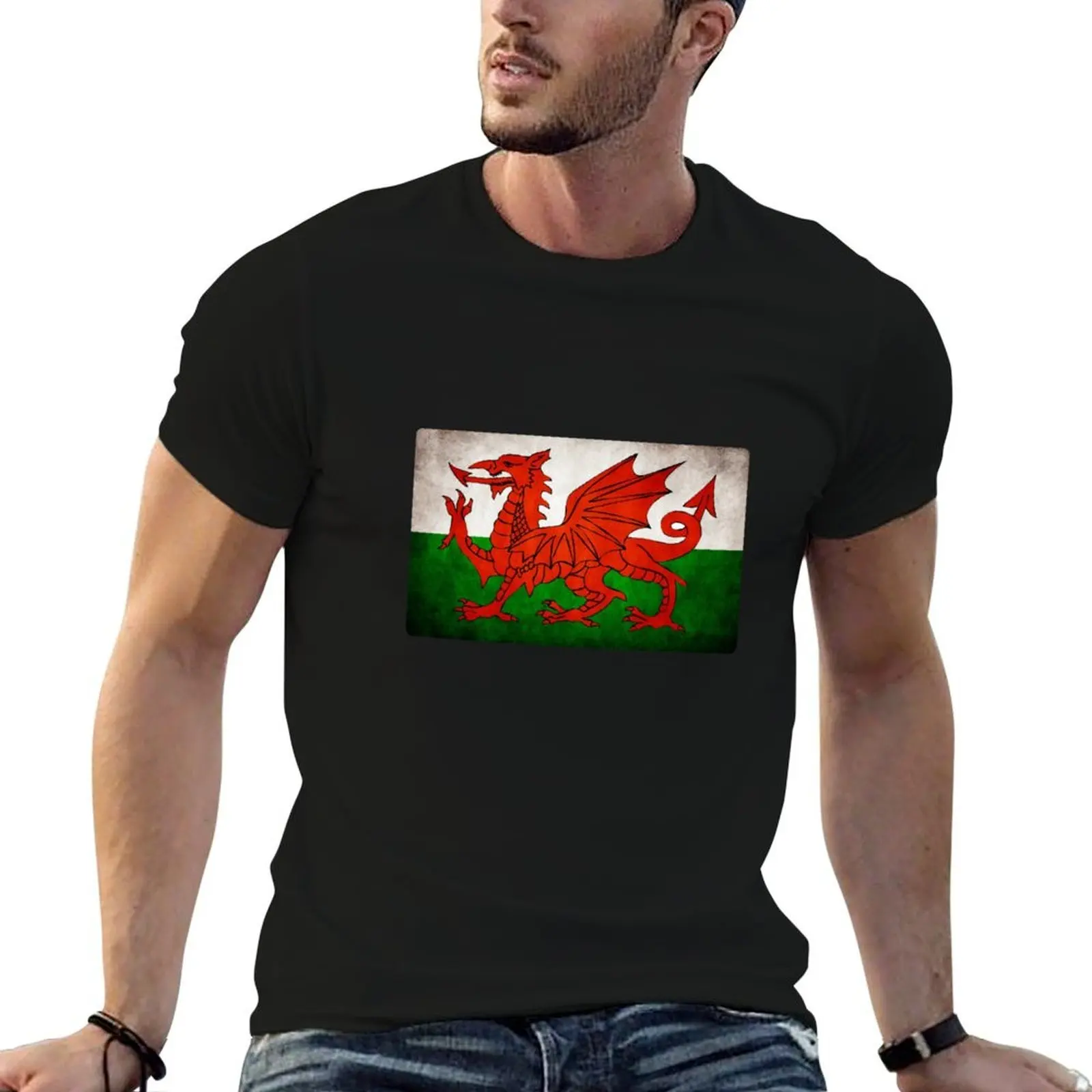 Welsh Wales Flag Distressed Style T-Shirt custom shirt tees men clothes
