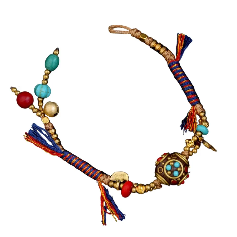 النمط القديم قابل للتعديل المنسوجة اليد حبل النحاس الرجعية العرقية نمط سوار البوهيمي اليد خرز للمجوهرات مضفر سوار الفتيات