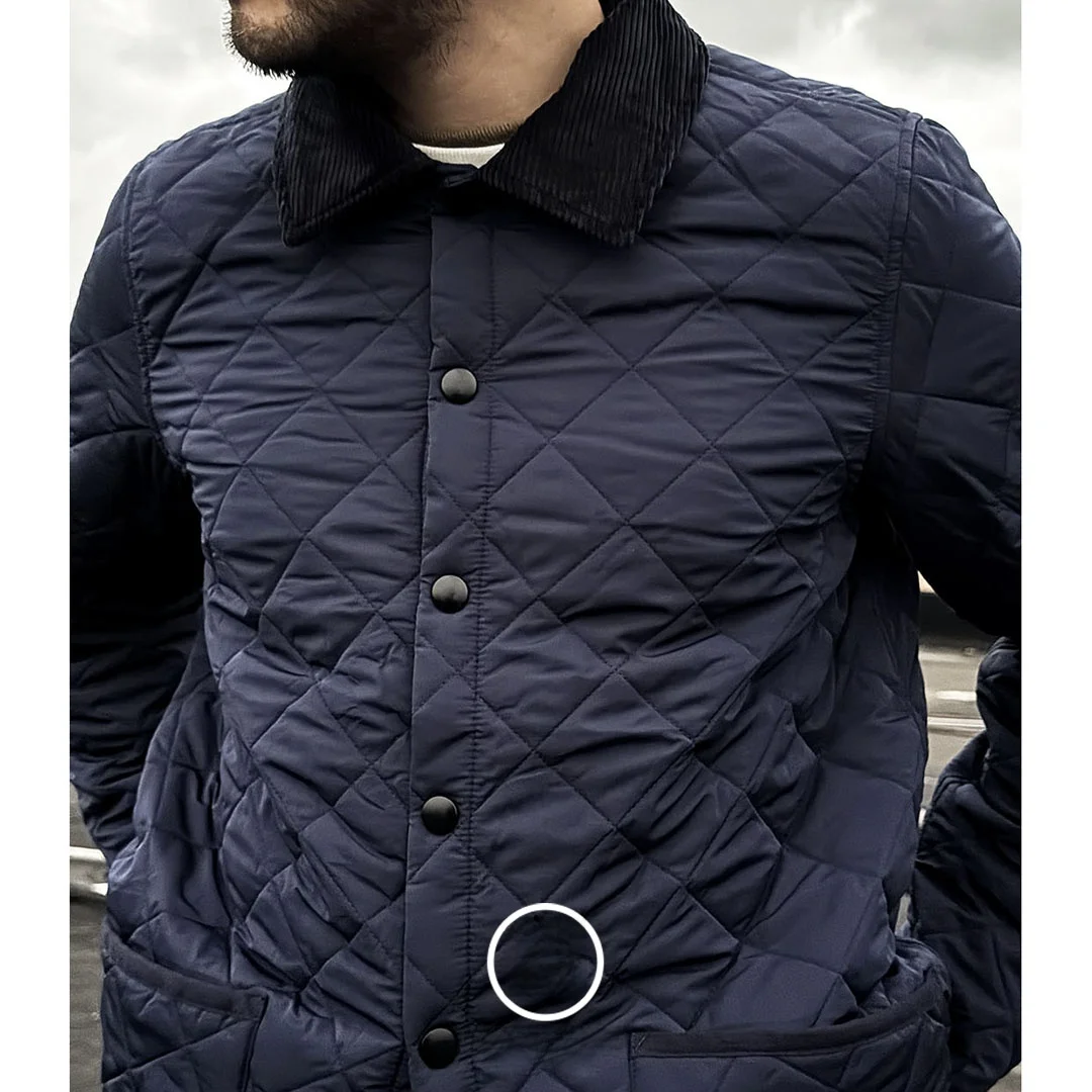 

Утепленная хлопковая куртка с легким стеганым воротником из вельвета, молодежный крой, полиэстер, длинный рукав, на пуговицах