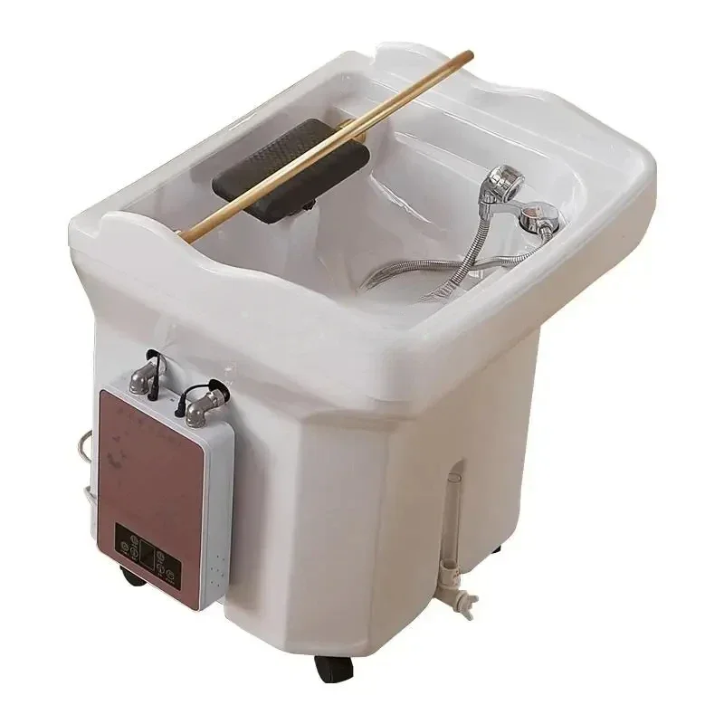 Head Therapy Water Circulation Bed Fumigation Spa Machine Beauty Salon Barber Shop Movable with Water Tank Shampoo Basin