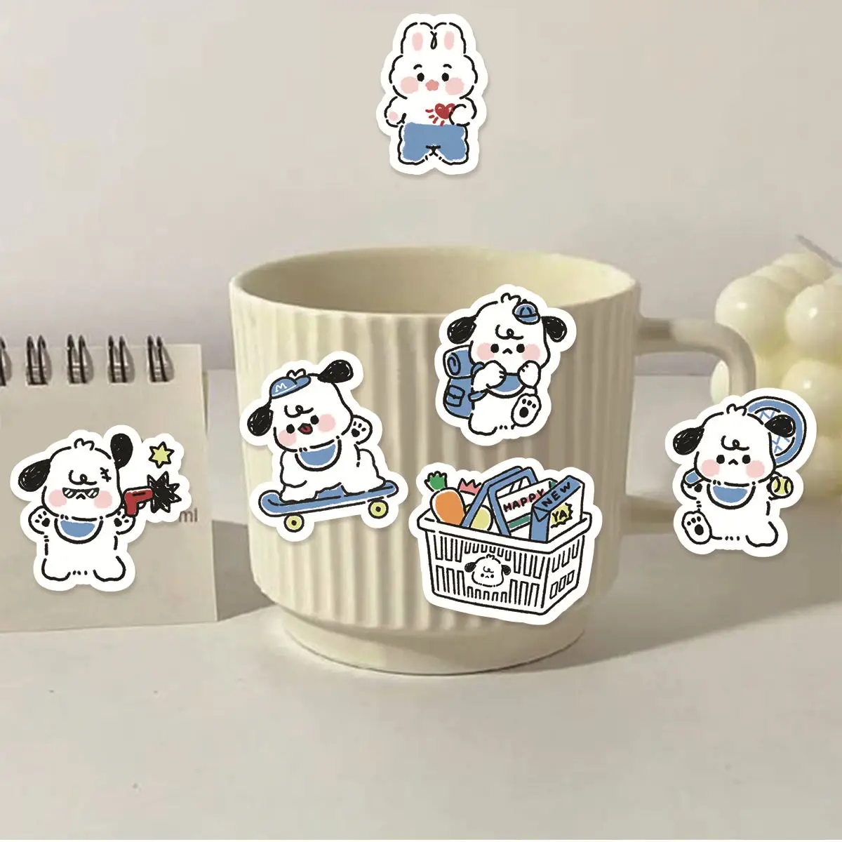 Etori Life 40pcs PVC Creative Cartoon Cute Animals The Little Dog\'s Journey Exquisite Patterns Student DIY Decoration Stickers