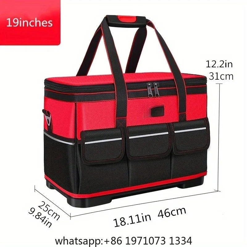 One-Piece Red 17-Inch 19inch  Electrician's Tool Bag, Home Renovation, Fishing, and Various Repair Work