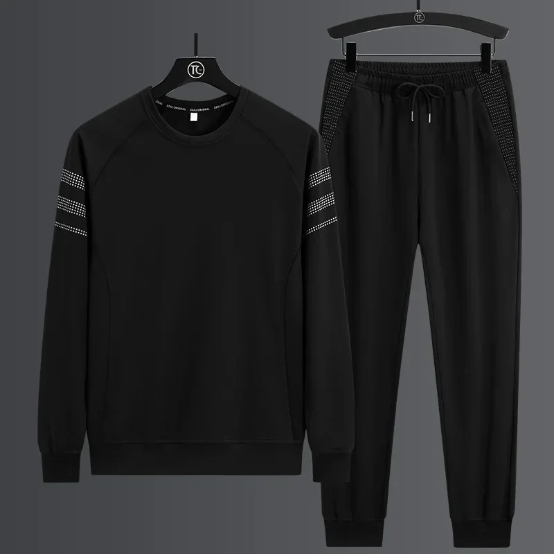 

men's hooded cardigan sweater spring and autumn sports and leisure suit trousers versatile men's striped three-piece set