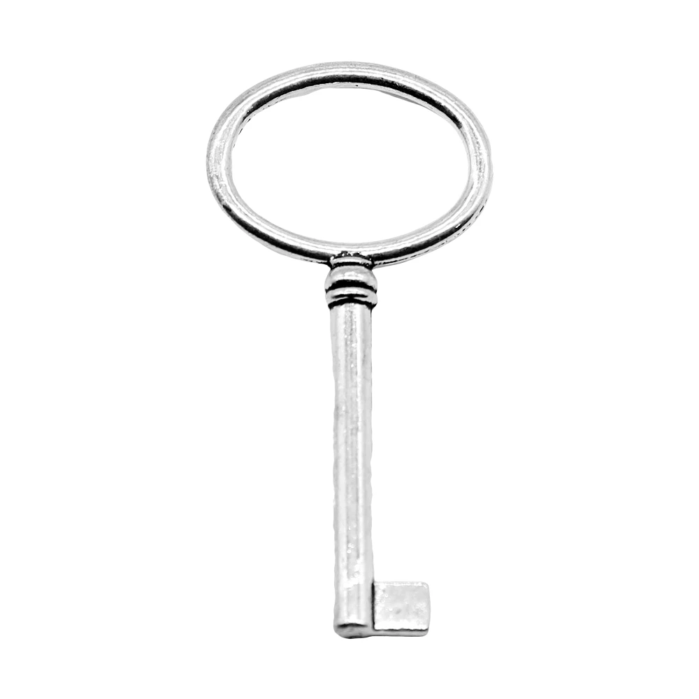 4pcs/lot 63x30mm Key Charms For Jewelry Making Antique Silver Color 2.48x1.18inch