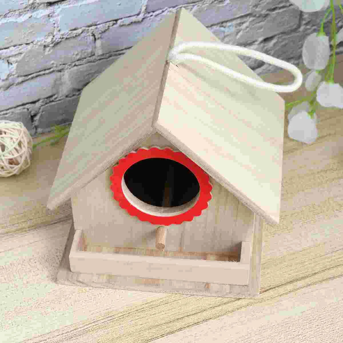 

Wooden Bird House Small Medium Decorative Natural Wood Roof Pet Bird Cage Hatching Box Outdoor Real Branch Design