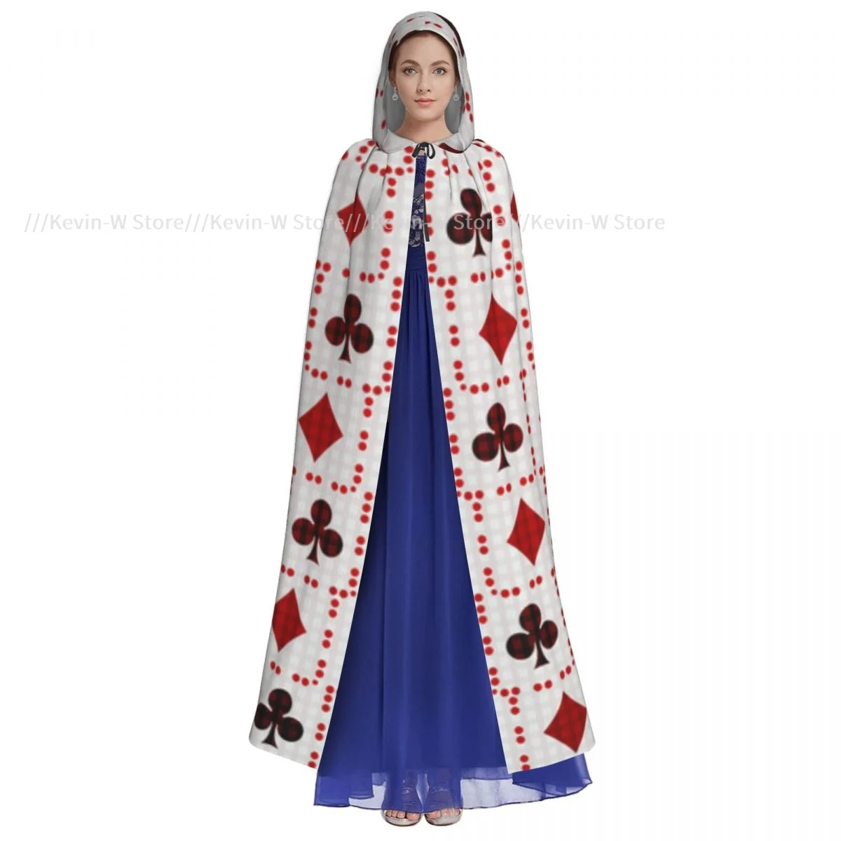 Long Cape Cloak Poker Cars Print Hooded Cloak Coat Autumn Hoodies