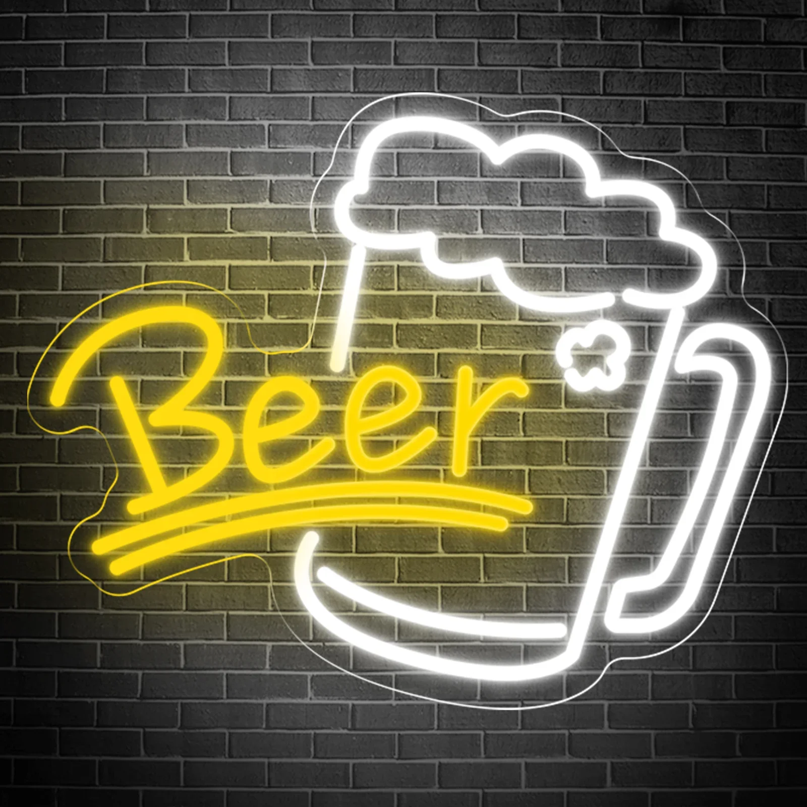 Beer Mug Neon Sign Funny Drink LED Wall Art USB Powered Acrylic Glow Lamp Bar Decor Novelty Gift Hanging Light Pub