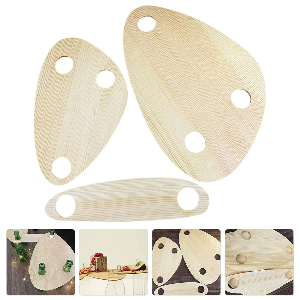 3Pcs Wooden Bottle Neck Tray Multifunctional Floating Serving Board Wine Cup Holder Snack Fruit Organizer for Picnic Outdoor
