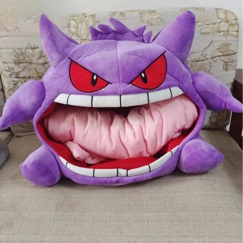 

New Style Gengar Big Tongue Pikachus Anime Peripheral Large Sized 1.5m Gengar Sleep Pillow Dual Purpose Nap Blanket Toy 50x45cm