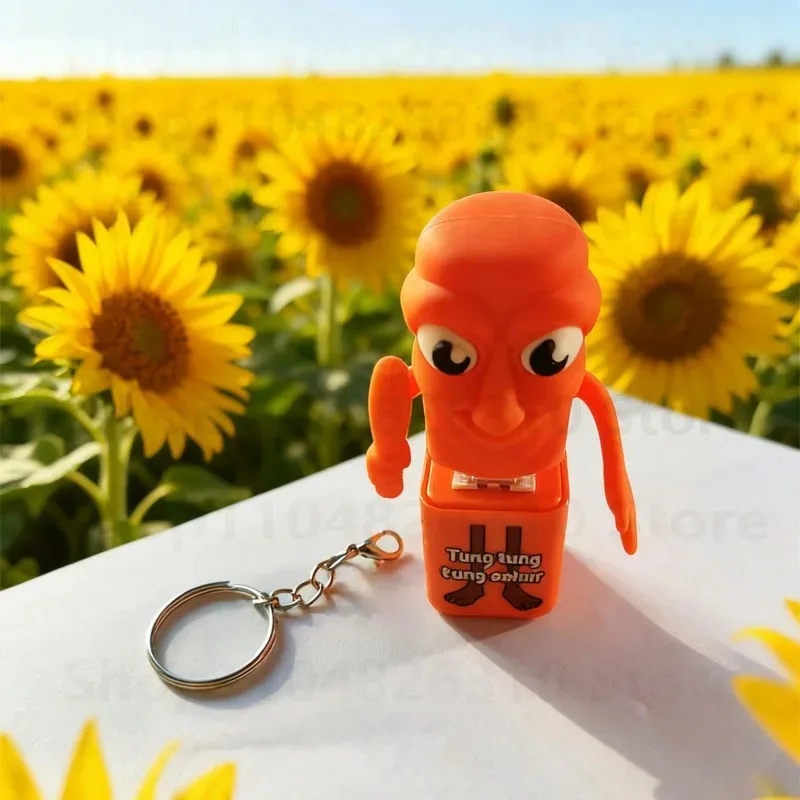 --New Tralalero Tralala Tungtungtung Wooden Stick Man 4 Button Keychain Pendant Meme Brainrot Anime Peripheral Decor Gift Toys