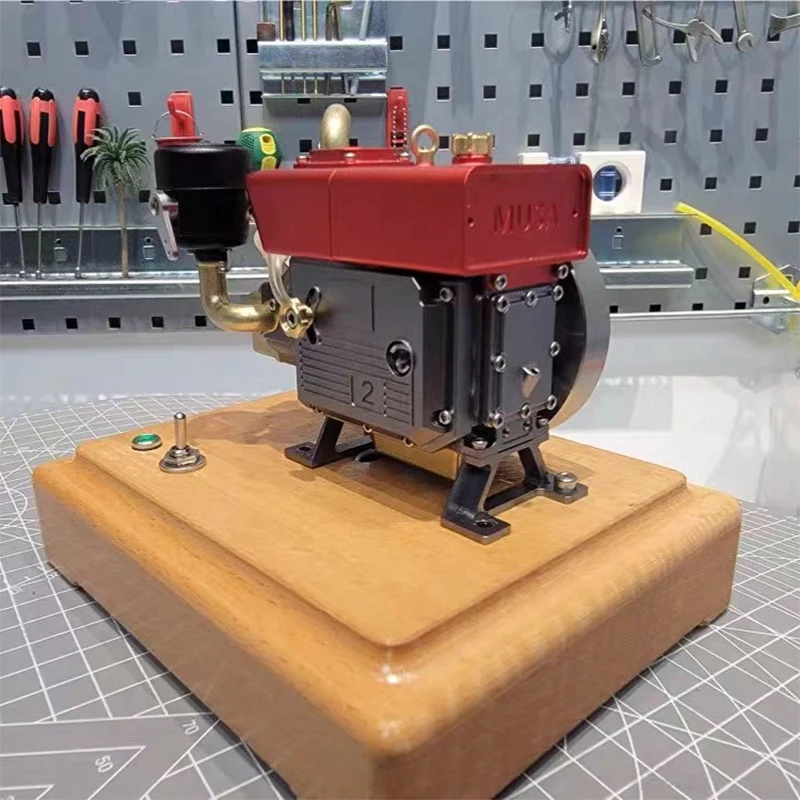 

Miniature Fuel-Powered Engine Model RC Alloy Horizontal Engine Model 14+ Metal Toy Living Room & Study Decorative Piece