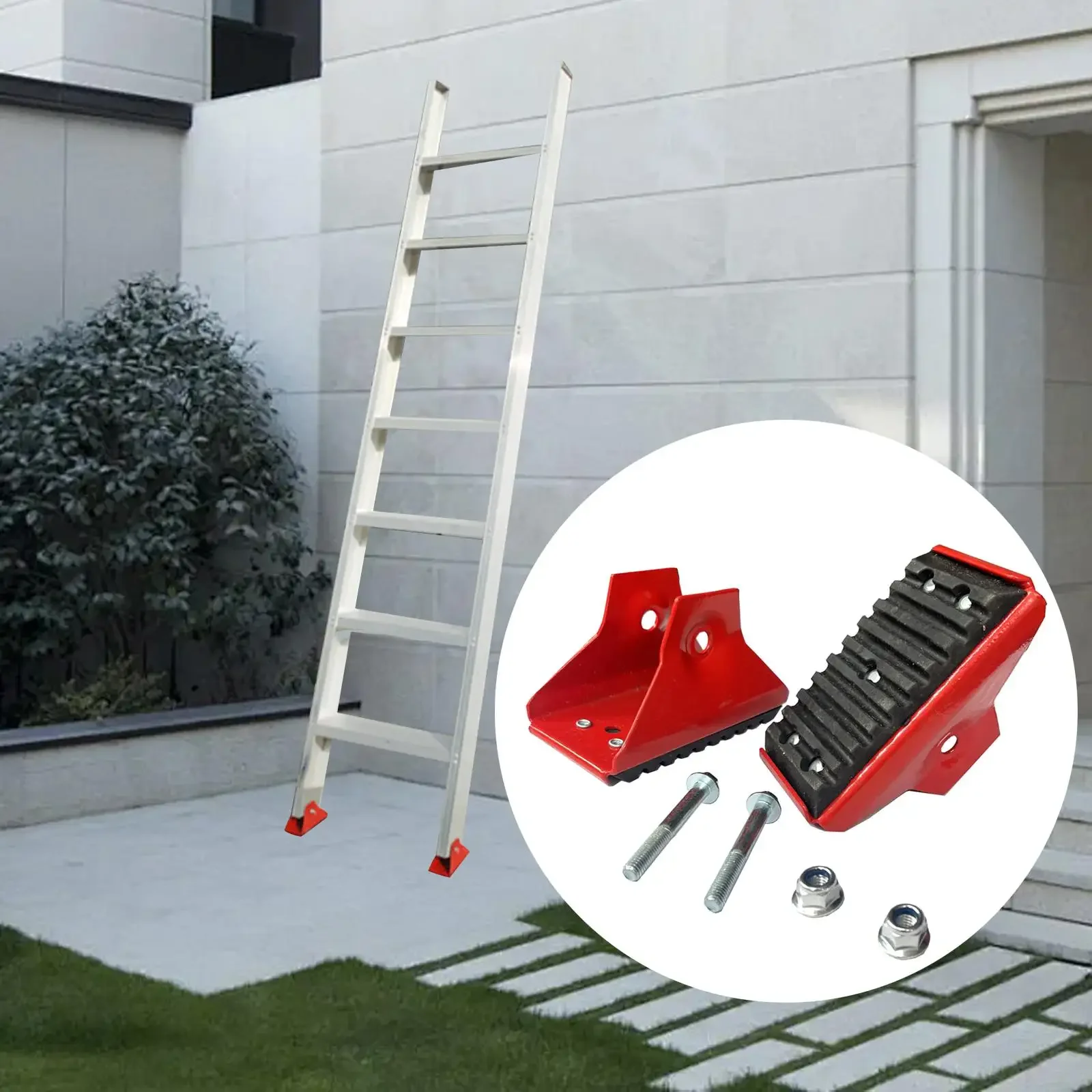 2 Pieces Extension Ladder Replacement Safety Shoe Set Metal for DE1526-2CN