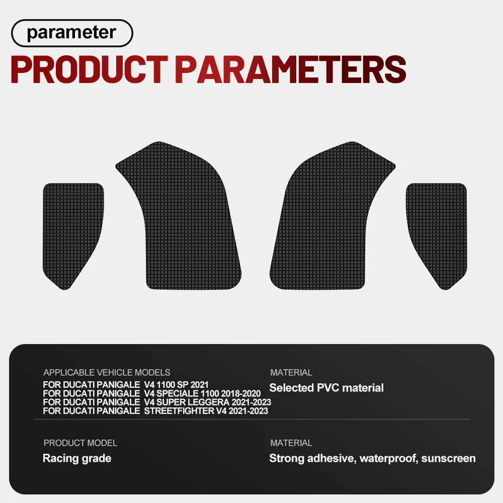 Fit For Ducati Panigale Streetfighter V4 2021-2023 Silicone Anti-Slip Tank Pad Side Traction Grip Sticker Kit