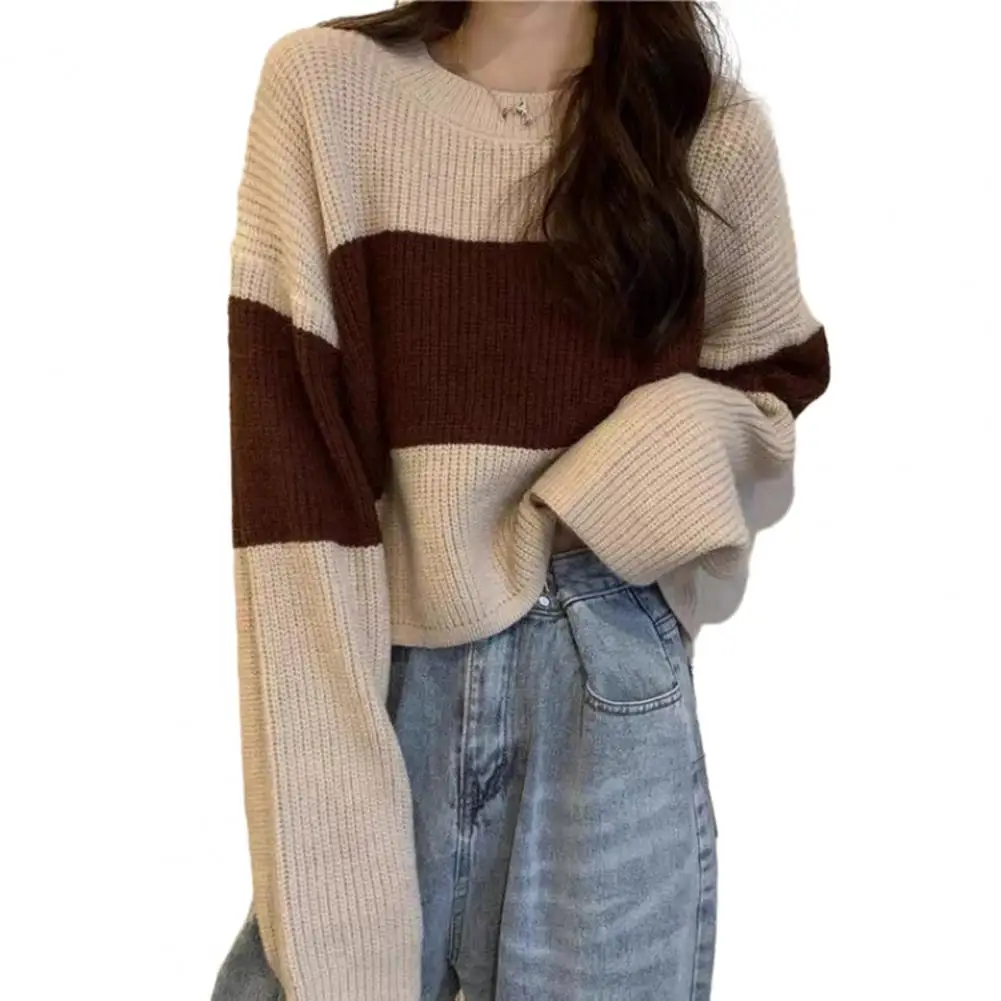 

Women Loose Cut Sweater Women Sweater Cozy Colorblock Knit Sweaters for Women Warm Elastic Stylish Fall/winter Wardrobe