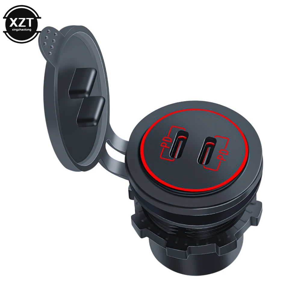 NEW 12-24V Quick Charge Dual PD Type C USB Charger Socket Car USB C Power Waterproof Charge Socket for Car Boat Motorcycle