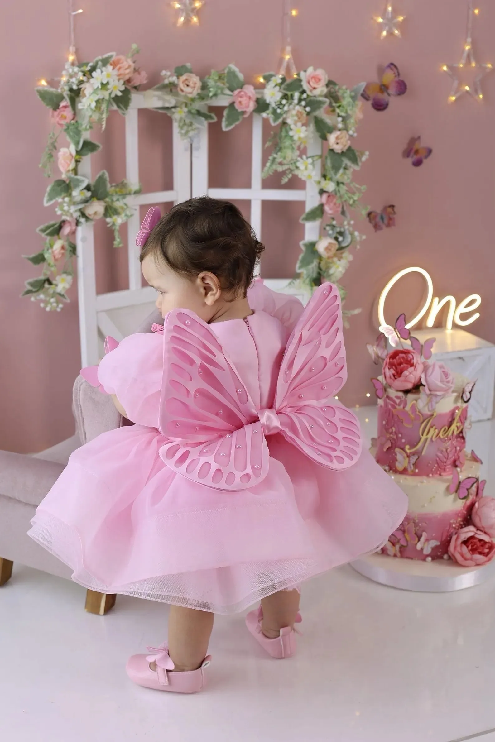 Custom Luxury Dress Women Wedding Guest Dress Flower Girl Wedding Gown Birthday Party Pageant Runway Pink Butterfly Wing Tutu